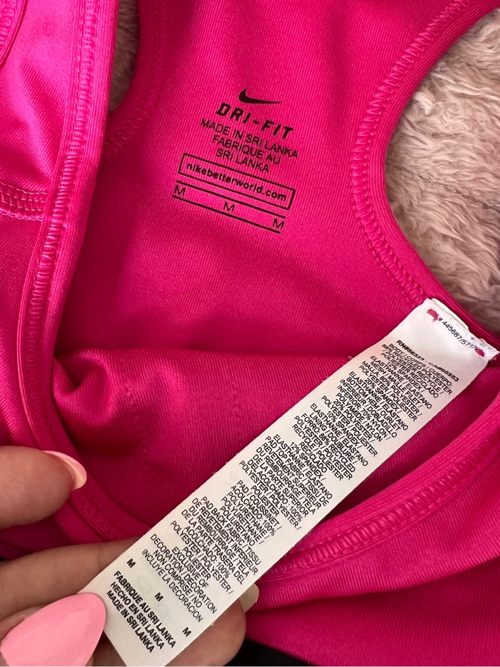 Nike Women’s Magenta Sports Bra with Black Elastic Band - Picture 4 of 5
